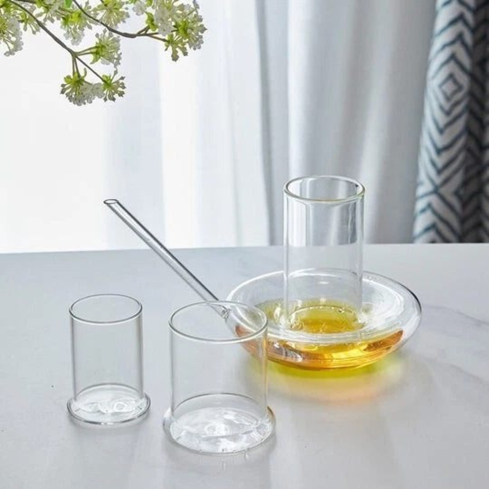 Wine Savant‎ Genie Lamp Stackable Water Carafe 1000ML & 2 Glasses Set Clear 7in